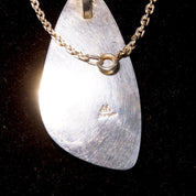 Vintage Arne Johnson 925 Denmark Abalone Shell Pendant Necklace, Abstract Modernist Sterling Silver Pendant, 3mm Cable Chain, 23 3/4" L