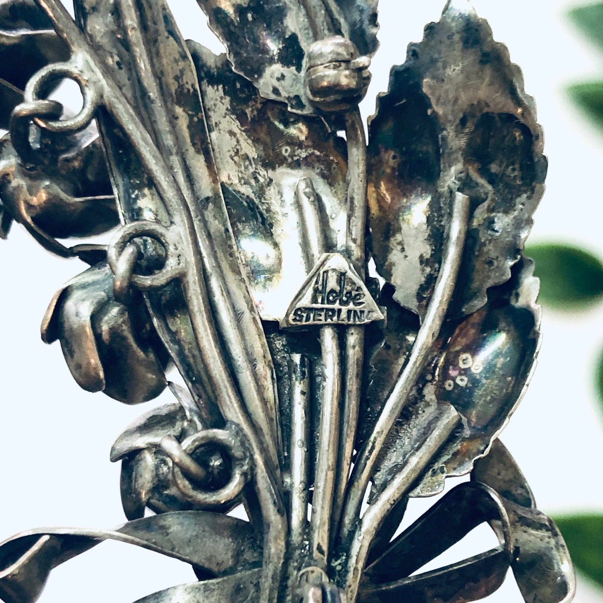 Vintage Brooch, Hobe Sterling, Hobe Brooch, Hobe Jewelry, Vintage Jewelry, Silver Brooch, Dangle Brooch, Vintage Pin, Rose Brooch, Flowers