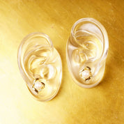 Vintage Classic 14K Gold Pearl Diamond Accent Stud Earrings, Yellow Gold Ribbon Wreath Setting, 2-Diamond Accent, Natural Round Pearls, 585