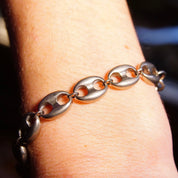 Vintage German Sterling Silver Mariner Link Bracelet, Large Mariner Links, Chunky Silver Bracelet, Modernist, Unisex, 7 1/2 L