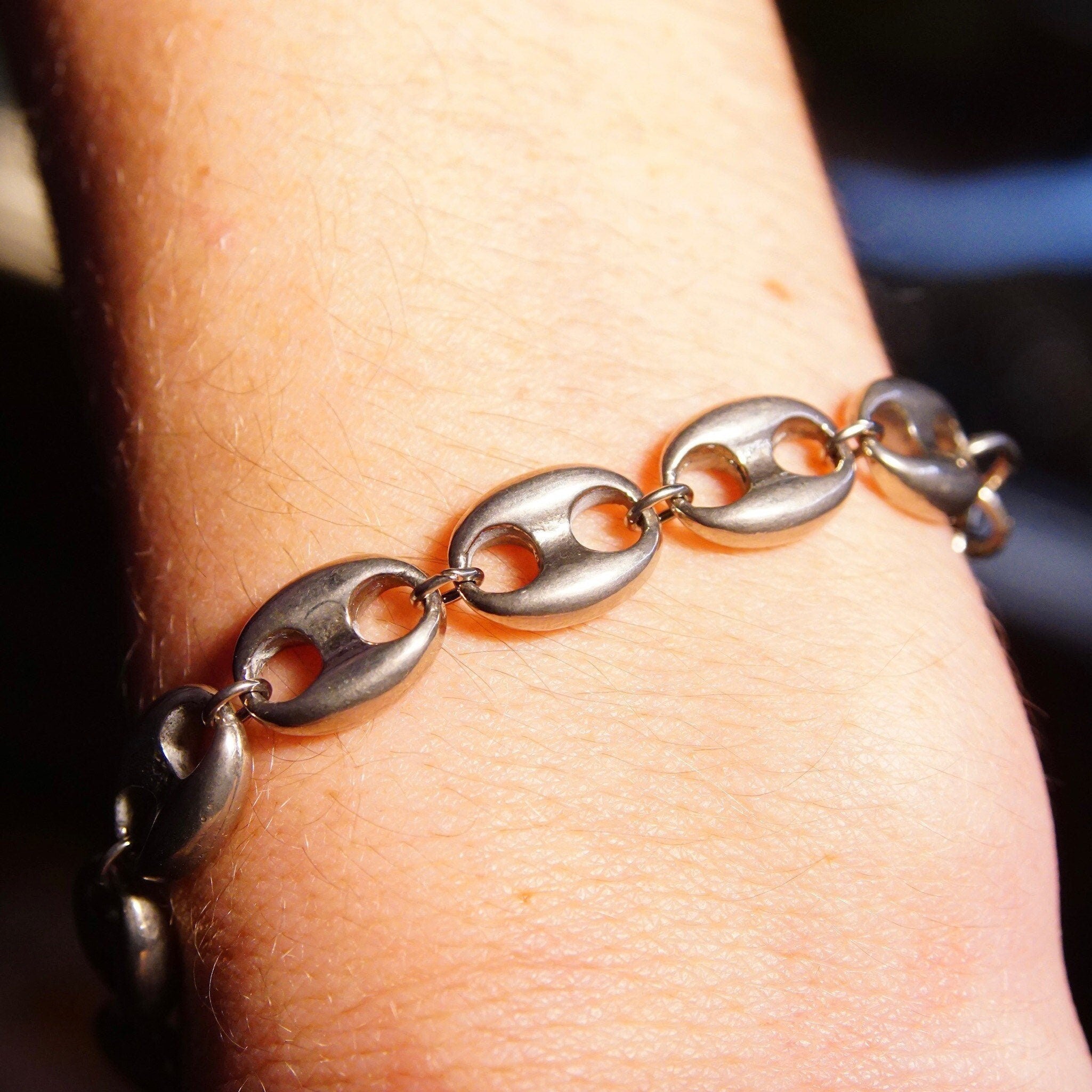 Vintage German Sterling Silver Mariner Link Bracelet, Large Mariner Links, Chunky Silver Bracelet, Modernist, Unisex, 7 1/2 L