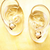 Vintage Classic 14K Gold Pearl Diamond Accent Stud Earrings, Yellow Gold Ribbon Wreath Setting, 2-Diamond Accent, Natural Round Pearls, 585