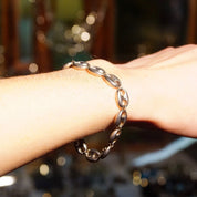 Vintage German Sterling Silver Mariner Link Bracelet, Large Mariner Links, Chunky Silver Bracelet, Modernist, Unisex, 7 1/2 L