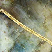 Vintage Gold Plated Sterling Silver Cubic Zirconia Diamond Bar Bracelet, 2.5mm Herringbone Chain, 12 Brilliant CZ Diamonds, 7 1/8" Long
