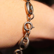 Vintage German Sterling Silver Mariner Link Bracelet, Large Mariner Links, Chunky Silver Bracelet, Modernist, Unisex, 7 1/2 L