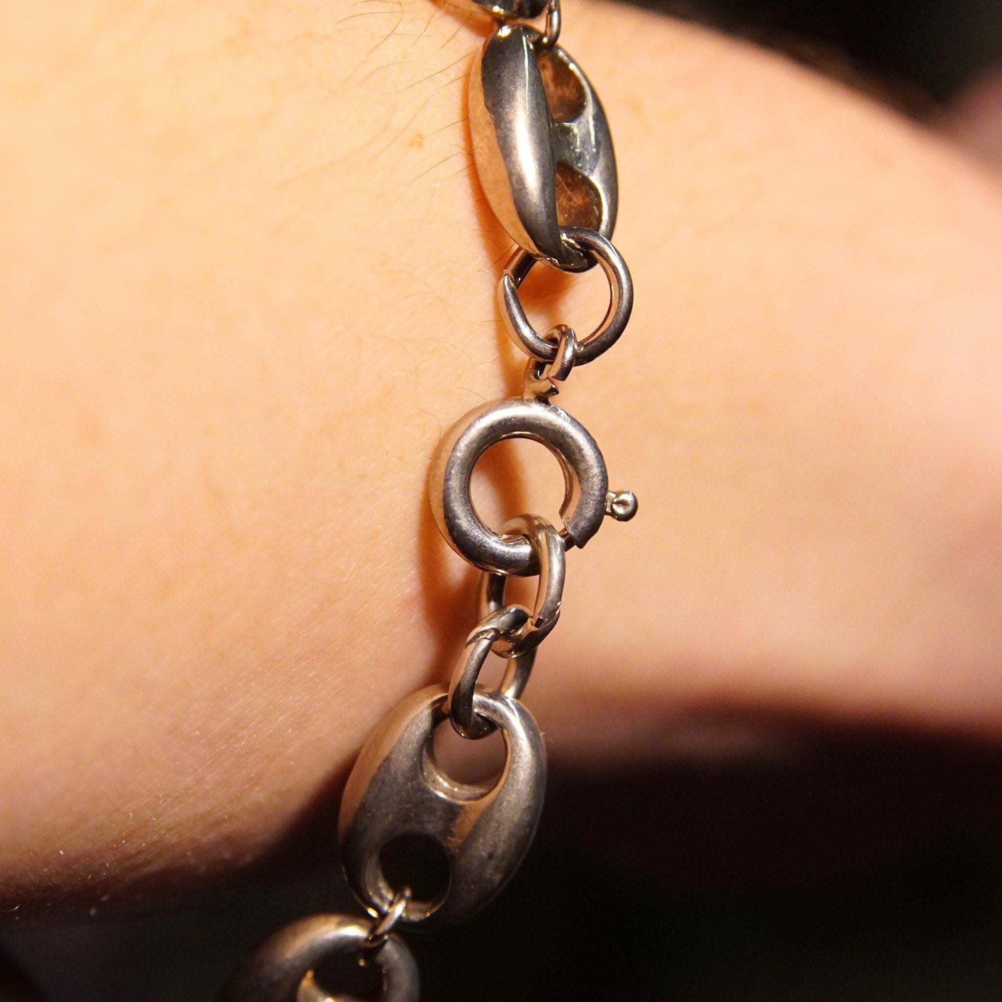 Vintage German Sterling Silver Mariner Link Bracelet, Large Mariner Links, Chunky Silver Bracelet, Modernist, Unisex, 7 1/2 L
