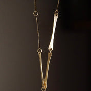 Vintage Mexico Sterling Silver Figural Pendant Necklace, Modernist, Brushed Silver, Oxidized Engraved Figure, Hammered Link Chain, 19" L