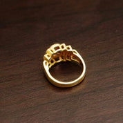 Vintage Modernist 14K Gold Amethyst Gemstone Cocktail Ring, Tiered Yellow Gold Saddle Ring, Bezel-Set Faceted Purple Gemstone, Size 7 US
