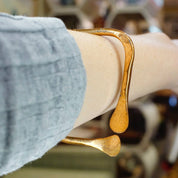 Vintage Modernist Copper Bangle Bracelet, Artisan Hammered Copper Bangle, Large Square Copper Bracelet With Textured Details