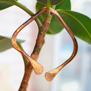 Vintage Modernist Copper Bangle Bracelet, Artisan Hammered Copper Bangle, Large Square Copper Bracelet With Textured Details
