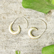 Vintage Modernist Sterling Silver Spiral Earrings, Faux Gauge Earrings, Threaded Silver Swirl Hoops, Minimalist Dangle Earrings, 1 1/4" L
