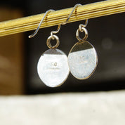 Vintage Navajo Signed SG Sterling Silver Purple Agate Drop Earrings, Marbled Purple Gemstone In Silver Setting, 925 Fish Hooks, 1 1/4" L