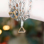 Vintage Signed Dannah Gripoix Silver Chain Charm Bracelet, Industrial Multi-Chain Bracelet With Geometric Copper Charms, Designer Jewelry