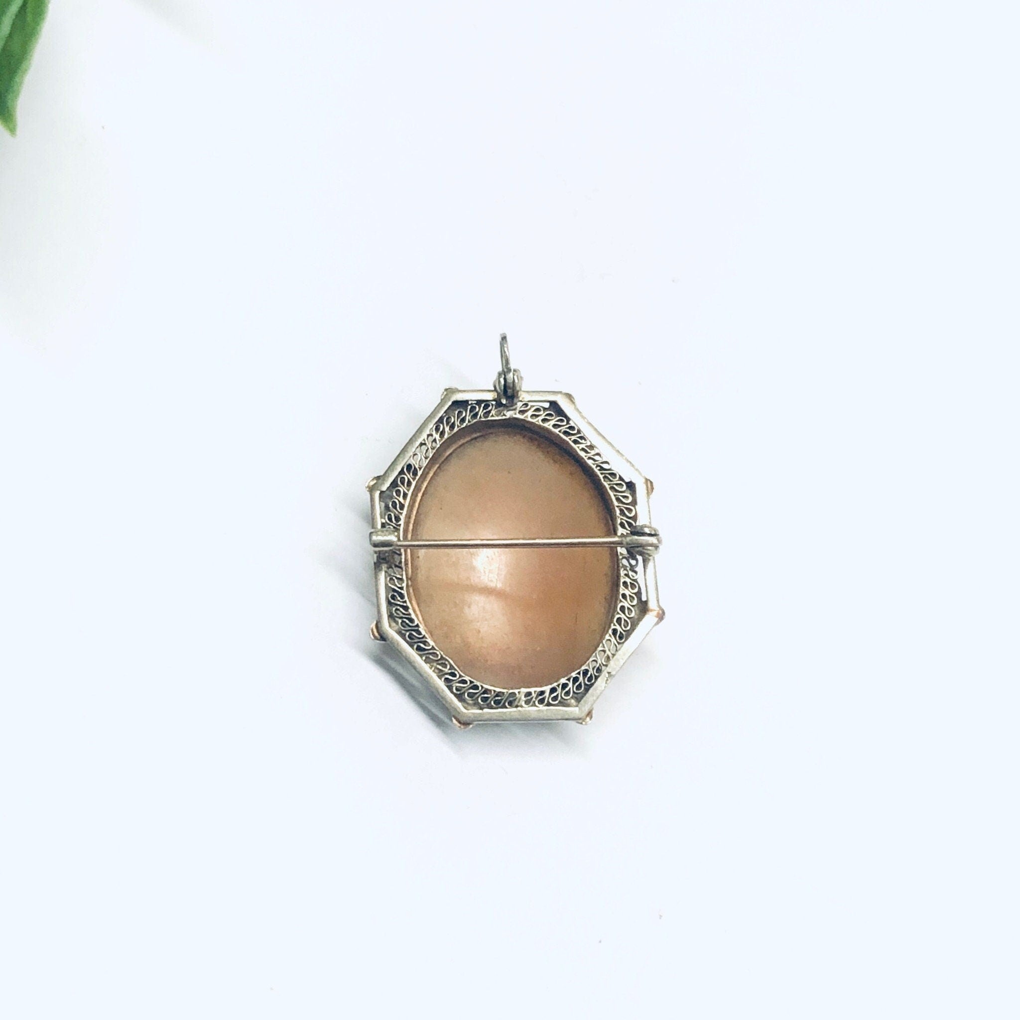 Vintage 14K White Gold Cameo, White Gold Jewelry, Cameo Pendant, Gold Cameo Pendant, 14K White Gold, White Gold Cameo Brooch, Vintage Brooch