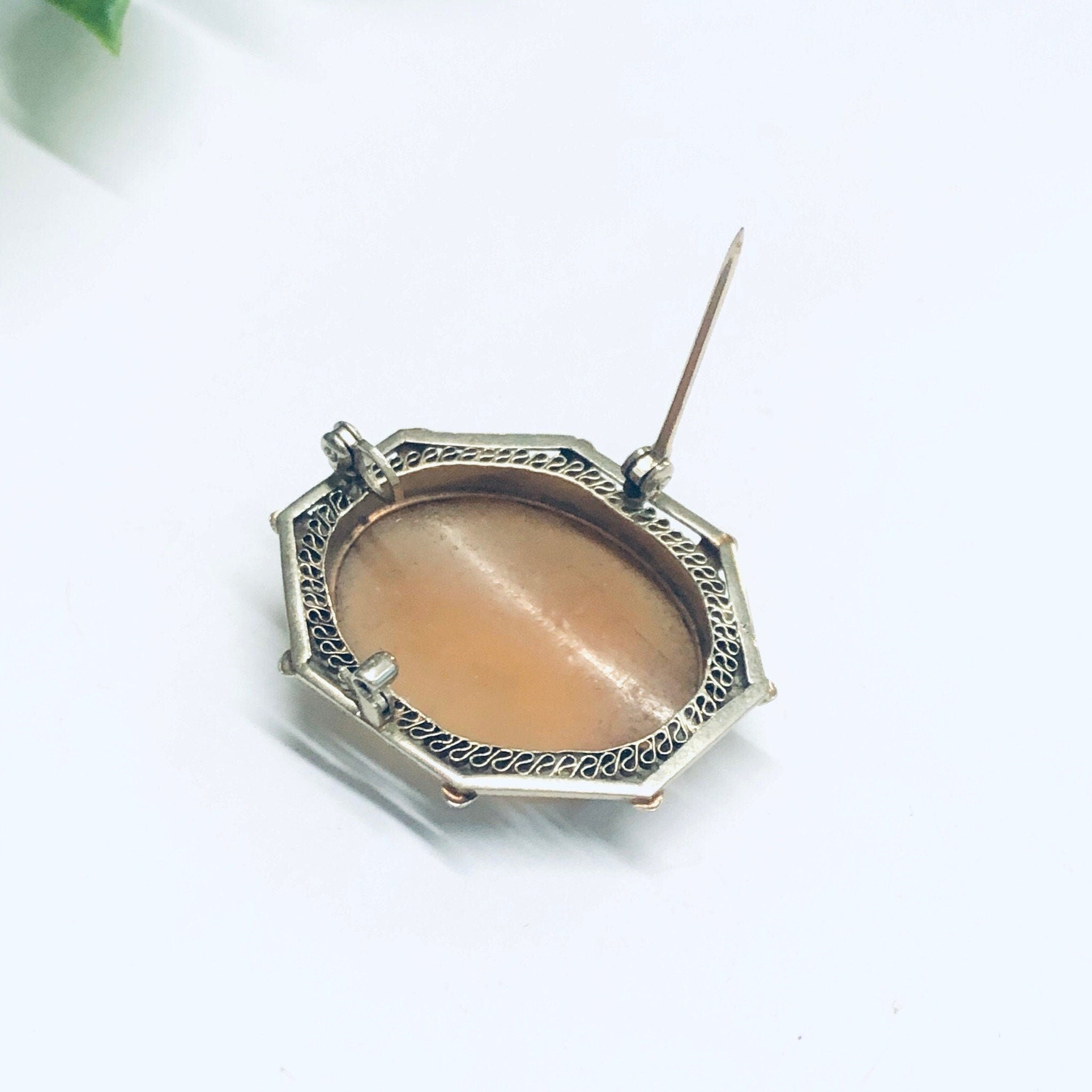Vintage 14K White Gold Cameo, White Gold Jewelry, Cameo Pendant, Gold Cameo Pendant, 14K White Gold, White Gold Cameo Brooch, Vintage Brooch