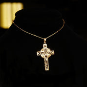 Vintage 14K Gold IRNI Crucifix Cross Pendant, Gold Filigree Cross, Religious Jewelry, Art Deco Style, 585 Fine Jewelry, 4cm