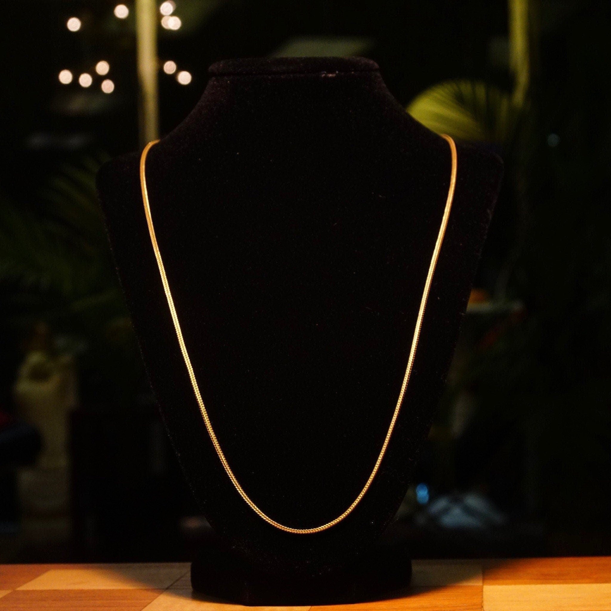 Vintage Italian 14K Yellow Gold Foxtail Chain Necklace, 1.5mm Square Mesh Chain, Flexible, Minimalist, Unisex, 585 Jewelry, 24 1/4" L