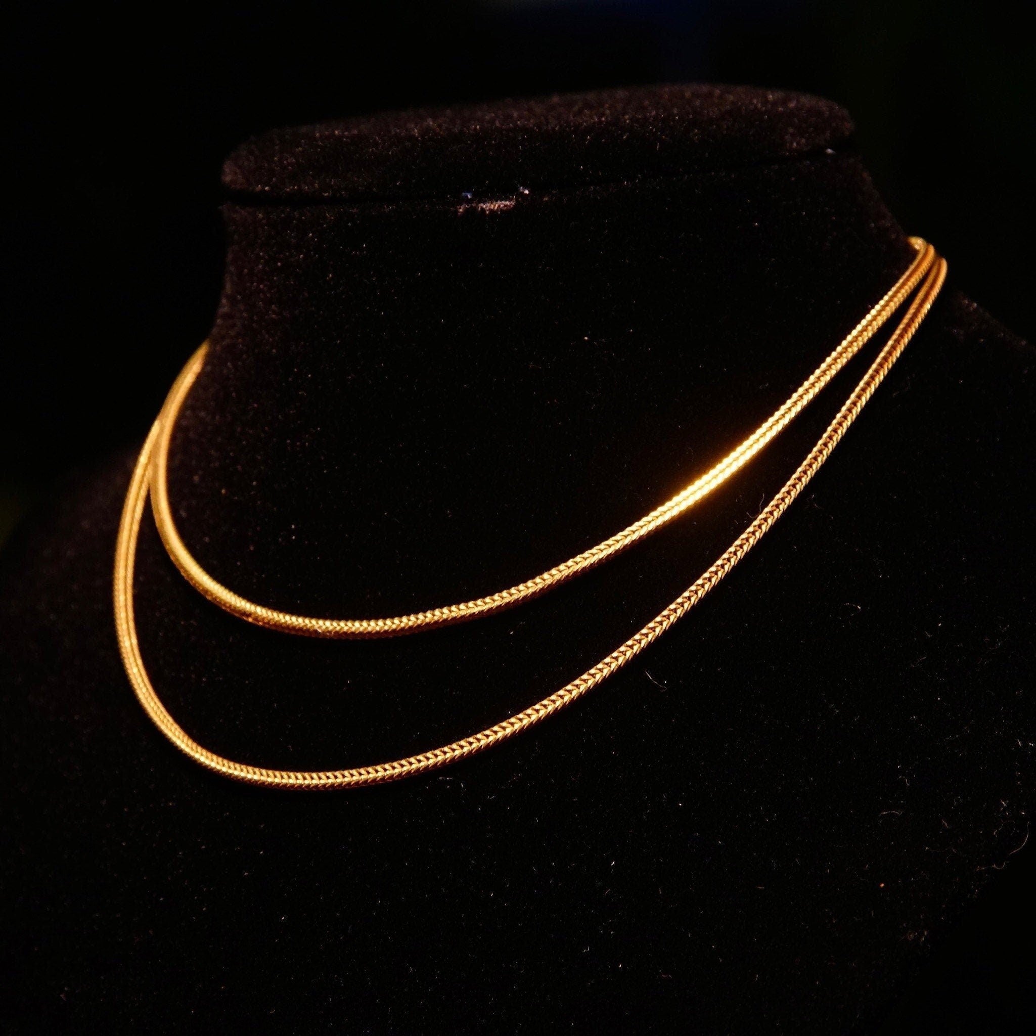 Vintage Italian 14K Yellow Gold Foxtail Chain Necklace, 1.5mm Square Mesh Chain, Flexible, Minimalist, Unisex, 585 Jewelry, 24 1/4" L