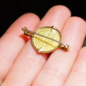 Vintage 1877-C Wilhelm Deutscher Kaiser Konig Preussen 5 Mark Gold Coin Brooch, 14K Gold Coin Spinner Pin, 17mm German Coin,