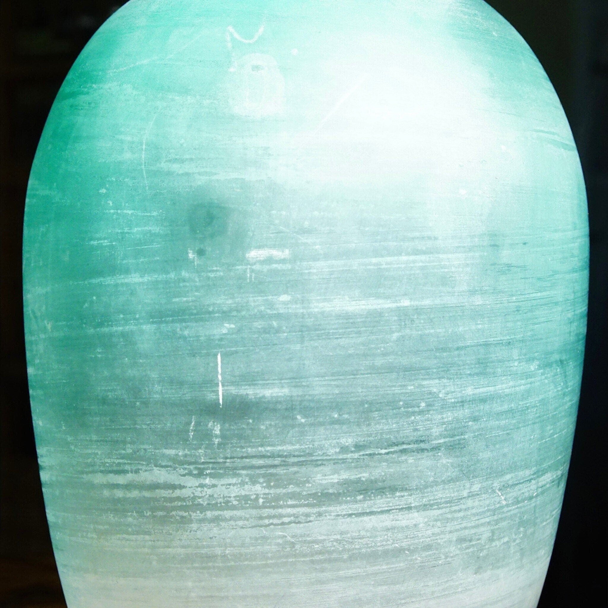 Vintage Signed Cenedese Modern Art Scavo Murano Frosted Blue Glass Vase, Impressive Italian Glass Vase, 12 1/4 H x 7 W