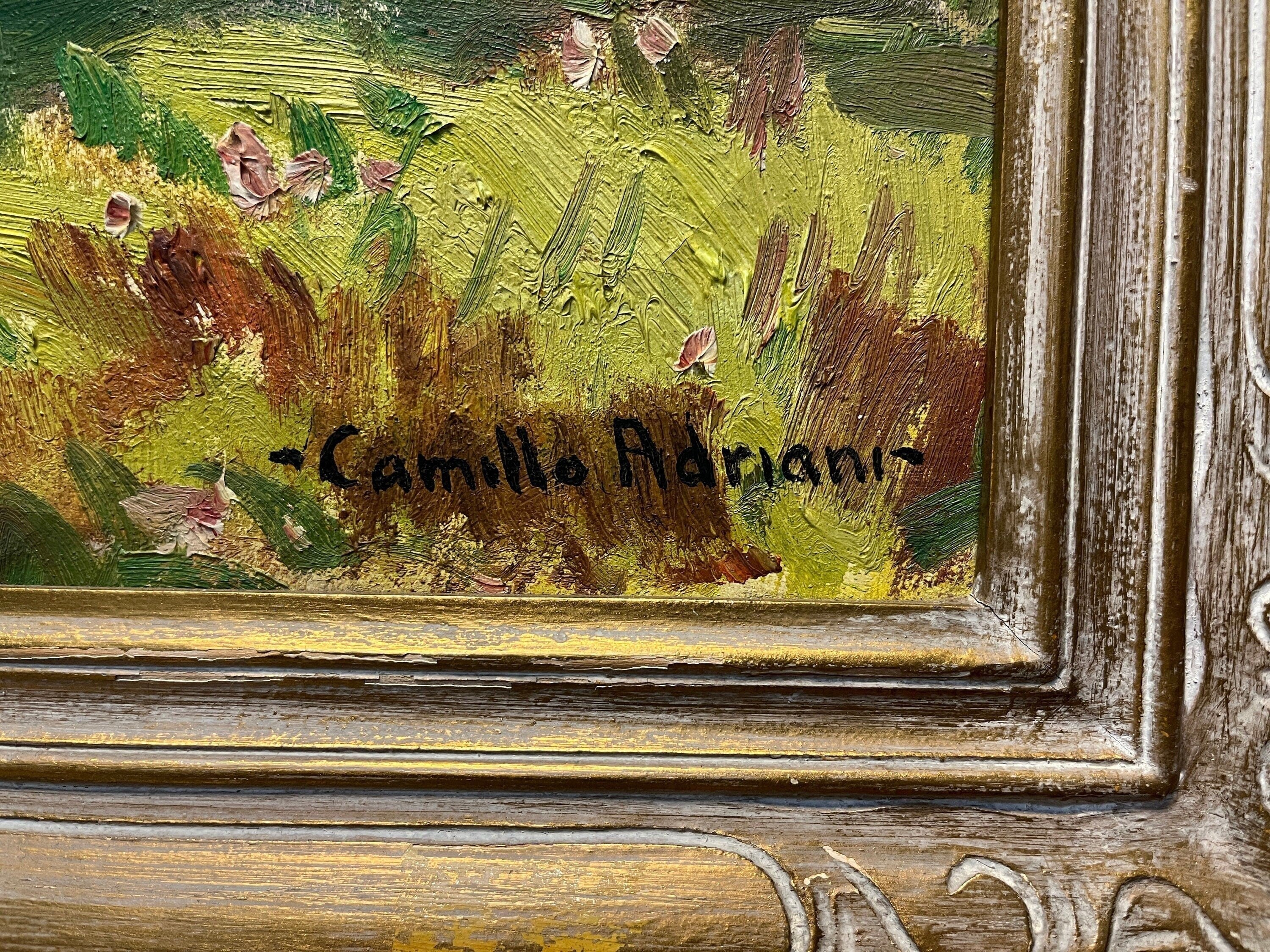 Camillo Adriani (1908-1990) American Oil on Canvas Landscape Painting Framed, New England Village Art, Impressionist Scenic Artwork