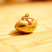 Vintage 10K Gold Enamel Football Charm 'Undefeated 1956', Red P Lettermark, Embossed Yellow Gold Football Charm/Pendant, 3/4" L x 7/8" W