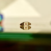 Victorian 10K Garnet Baby Ring In Antique Yellow Gold, Tiny Engraved Ring, Mourning Jewelry, Toe Ring - Good's Vintage