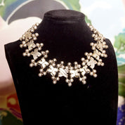 Hector Aguilar TAXCO 940 Sterling Silver Festoon Necklace, Chunky Silver X-Link Bead Collar Necklace, 16 1/2" L