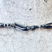 Vintage Necklace, Silver Necklace, Beaded Necklace, Silver Beads, Beaded Jewelry, Vintage Jewelry, Long Necklace, Stamped Silver, 925 Chain