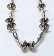 Vintage Necklace, Silver Necklace, Beaded Necklace, Silver Beads, Beaded Jewelry, Vintage Jewelry, Long Necklace, Stamped Silver, 925 Chain