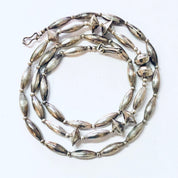 Vintage Necklace, Silver Necklace, Beaded Necklace, Silver Beads, Beaded Jewelry, Vintage Jewelry, Long Necklace, Stamped Silver, 925 Chain