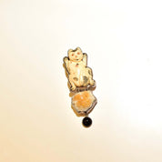 Amy K. Russell Cat Brooch Pendant, Carved Bone, Sterling Silver, Citrine and Black Onyx, Cat Lover Jewelry - Good's Vintage