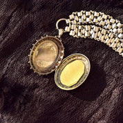 Victorian Sterling Silver Locket Book Chain Collar, Hand-Engraved, Floral Motifs, Birmingham Hallmark, 20" L - Good's Vintage