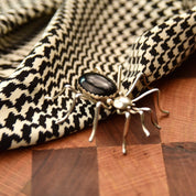 Vintage Hallmarked Native American Sterling Silver Onyx Spider Pin, E. Spencer Sterling, 2 1/4"