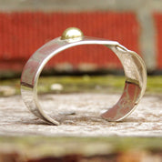 Vintage TAXCO Abstract Modernist Two-Tone Sterling Silver Cuff Bracelet, Heavy Silver Cuff With Gold Dome Embellishment, Mexico, 5 3/8" L