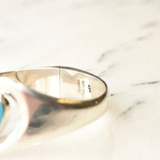 Vintage TAXCO Sterling Silver Turquoise Heart Clamper Cuff, Modernist Silver Cut-Out Cuff, Bright Blue Turquoise, 925 Mexico, 7" Diameter
