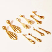 Vintage 14K Gold Puff Stud Dangle Earrings, Polished Yellow Gold, Ornate Dangle Earrings, Lightweight, Elegant, 585 Accessories