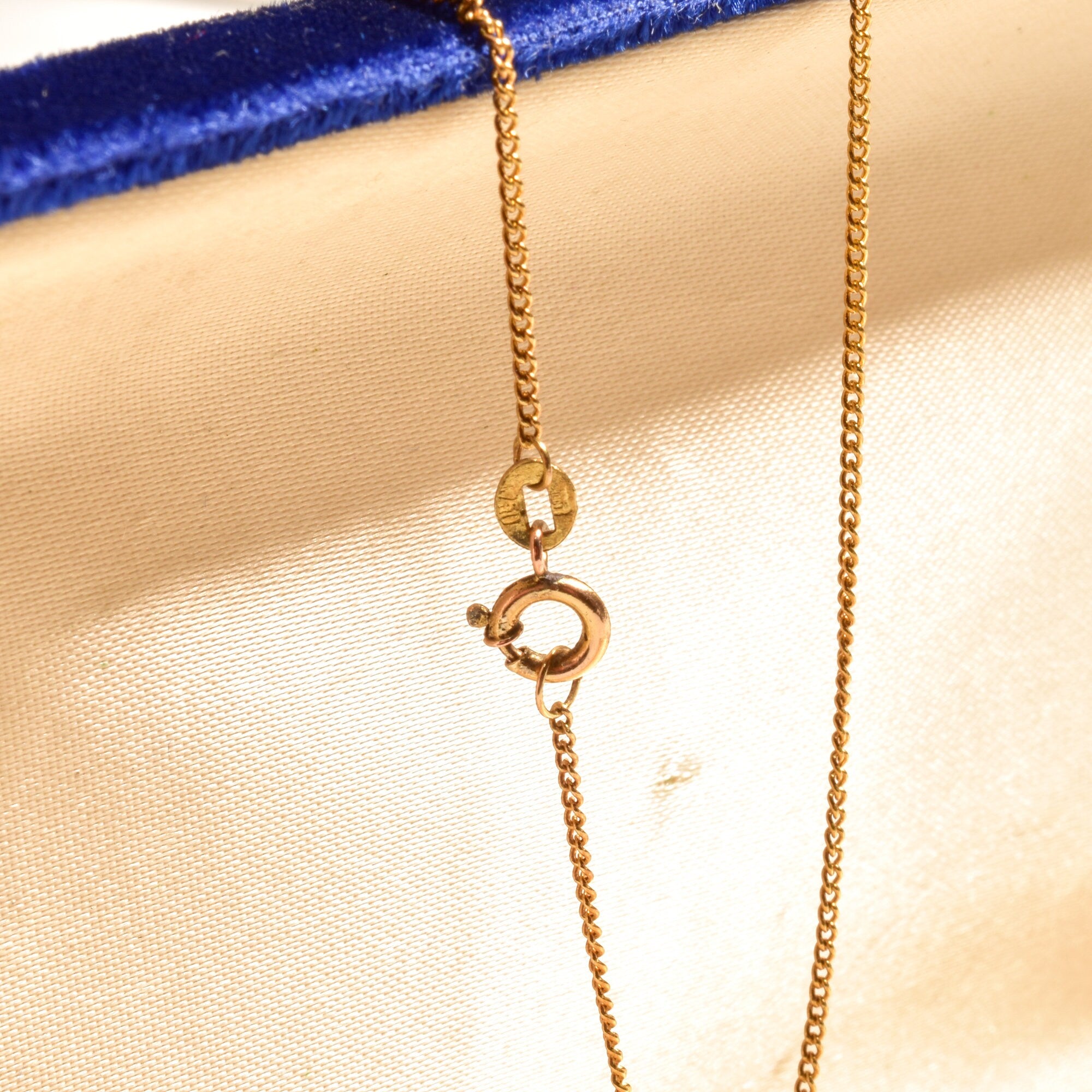 Estate 18K Smoky Quartz Teardrop Necklace In Yellow Gold, Pear-Cut Solitaire Pendant, 1mm Gold Chain, 16" L