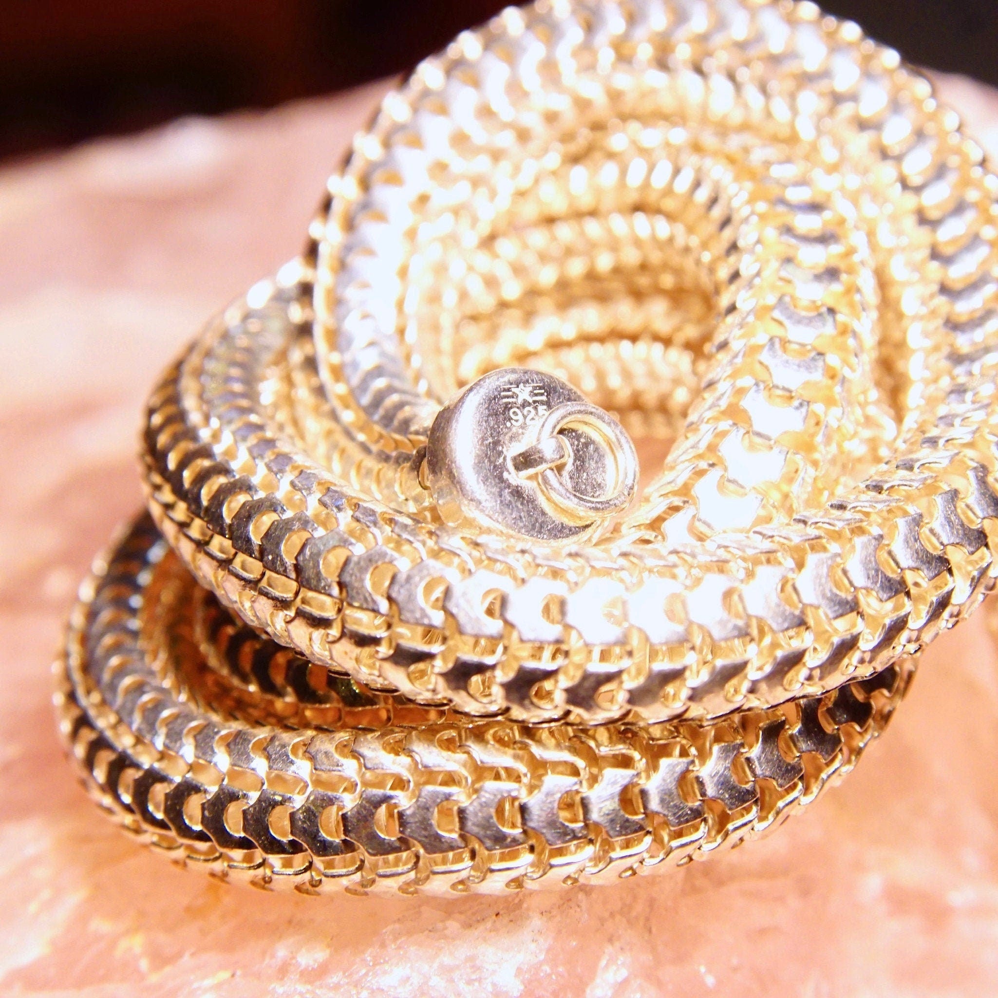 Vintage Sterling Silver Hollow Mesh Chain Necklace, 7.5mm Silver Tube Chain, Thick 925 Chain Necklace, Lightweight, Unisex Jewelry, 18 1/2 L