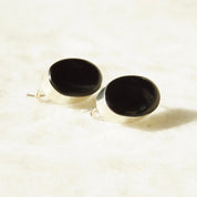 Vintage TAXCO Modernist Sterling Silver Onyx Drop Earrings, Black & Silver Dangle Earrings, Mexico 925, Latch Hook Earrings, 1" Long