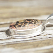 Vintage Sterling Silver Crazy Lace Agate Pendant, Pink & Black Banded Chalcedony Stone, Unique Gemstone, Large Silver Bail, Mexico 925