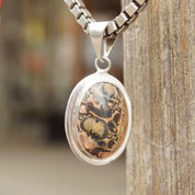 Vintage Sterling Silver Crazy Lace Agate Pendant, Pink & Black Banded Chalcedony Stone, Unique Gemstone, Large Silver Bail, Mexico 925