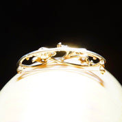 Vintage Two-Tone 14K Gold Diamond & Pearl Brooch, Diamond Encrusted White Gold Pin With Accent Pearl, .18 TCW, Yellow Gold Backing, 1 1/2" L