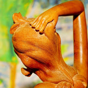 Vintage Tantra Gallery Hand Carved Wood Carved Balinese Goddess Statue, Erotic Wood Table Top Figural Sculpture, Handmade In Bali, 10 Tall