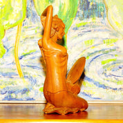 Vintage Tantra Gallery Hand Carved Wood Carved Balinese Goddess Statue, Erotic Wood Table Top Figural Sculpture, Handmade In Bali, 10 Tall