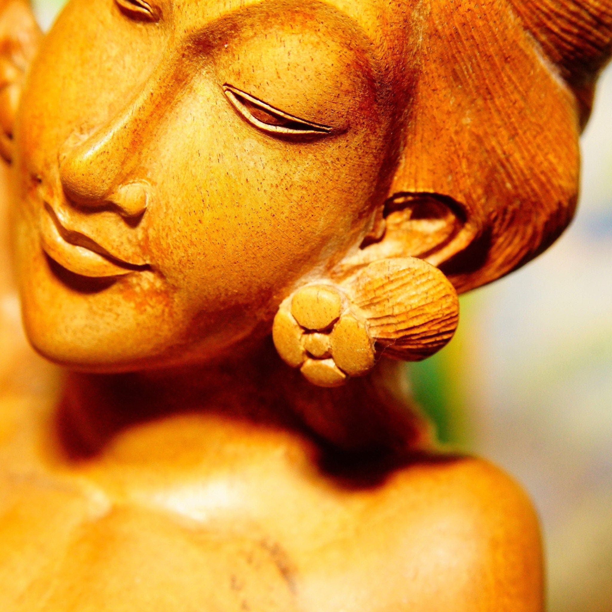Vintage Tantra Gallery Hand Carved Wood Carved Balinese Goddess Statue, Erotic Wood Table Top Figural Sculpture, Handmade In Bali, 10 Tall