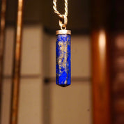 Vintage Sterling Silver Lapis Lazuli Spike Pendant, Lapis Pencil Pendant, Hexagonal Gemstone Prism, Bohemian, Crystal Lover, 1 7/8" L