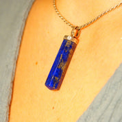 Vintage Sterling Silver Lapis Lazuli Spike Pendant, Lapis Pencil Pendant, Hexagonal Gemstone Prism, Bohemian, Crystal Lover, 1 7/8" L