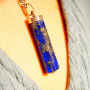 Vintage Sterling Silver Lapis Lazuli Spike Pendant, Lapis Pencil Pendant, Hexagonal Gemstone Prism, Bohemian, Crystal Lover, 1 7/8" L