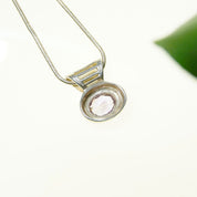 Vintage Sterling Silver Amethyst Pendant Necklace, Fine Snake Chain With Oval Cut Purple Stone Pendant, Synthetic Amethyst, Bocco Jewelry